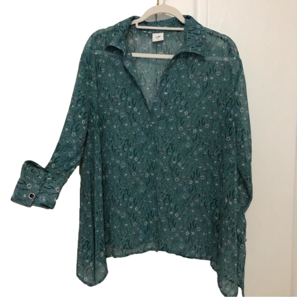 CAbi 3761 Chase Field of Flowers Sheer B-Neck Blouse